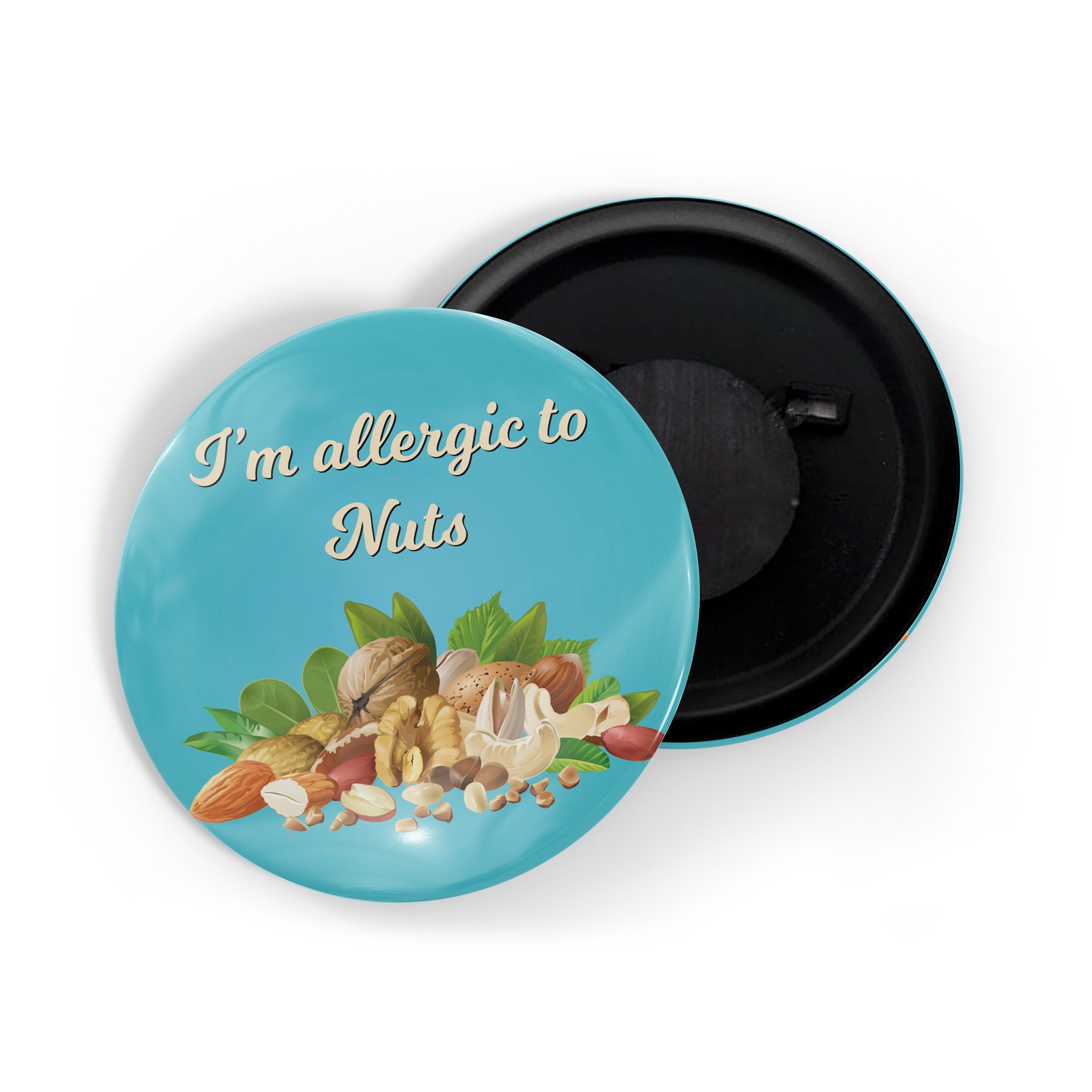 dhcrafts Fridge Magnet Blue I'm Allergic To Nuts Glossy Finish Design Pack of 1 (58mm)